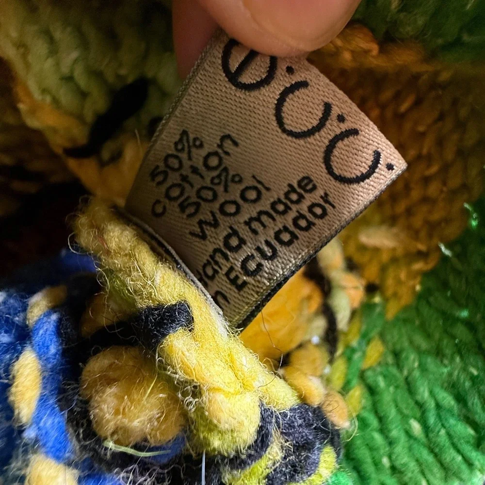 ECC Ecuador Kids 2 Wool Hoodie Zip Cardigan Animal Rainbow Hearts Chunky Knit - Picture 6 of 9